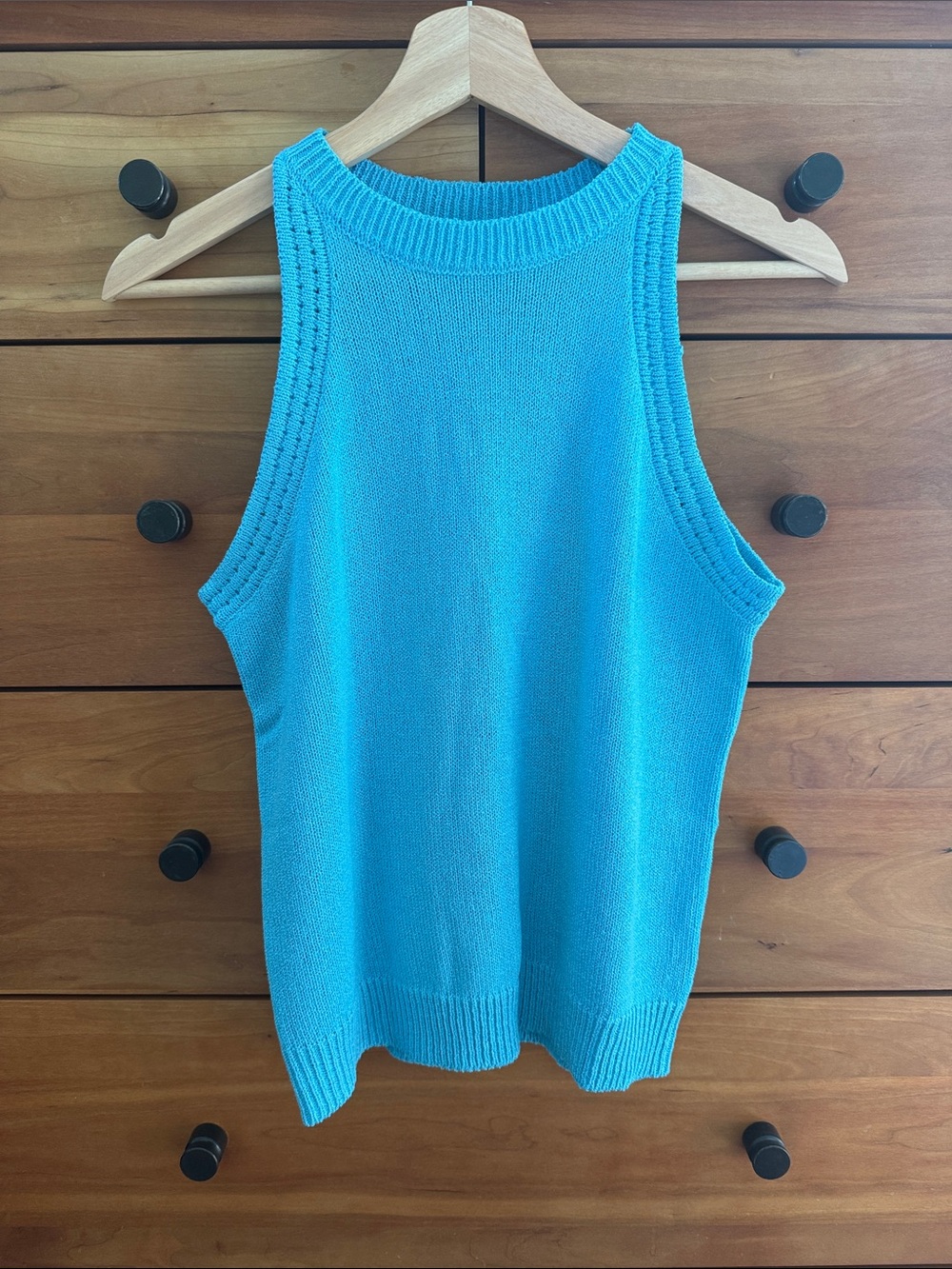 Anniewear Sleeveless Knit Tank Top Turquoise Blue NWOT Size S